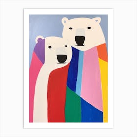 Colourful Kids Animal Art Polar Bear 1 Art Print