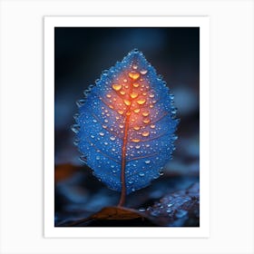 Autumn Leaf With Water Droplets Art Print