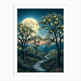 Moonlit Forest Art Print