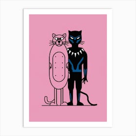 Black Panther And Cat Art Print