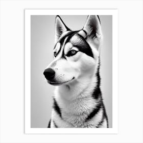 Siberian Husky B&W Pencil Dog Art Print