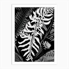 Upside Down Fern Linocut Art Print