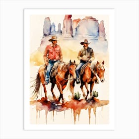 Two Cowboys On Horses Art Print