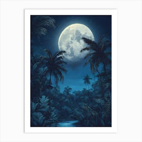 Full Moon In The Jungle 11 Art Print