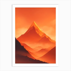 Misty Mountains Vertical Composition In Orange Tone 44 Art Print