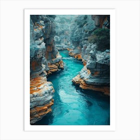 Blue Water In A Canyon 4 Art Print