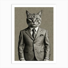 Cat In A Suit 7 Art Print