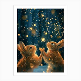 Rabbits In The Snow Art Print