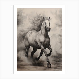 A Horse Painting In The Style Of Grisaille 2 Art Print