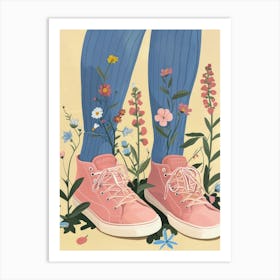Pink Sneakers And Flowers 1 Art Print