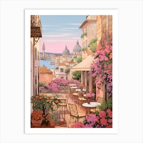 Cannes France 3 Vintage Pink Travel Illustration Art Print