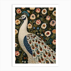 William Morris Peacock With Flowers Art Print