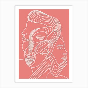 Abstract Portrait Series Pink And White 8 Art Print