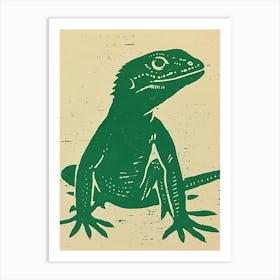 Forest Green Anoles Lizard Bold Block Colour 4 Art Print