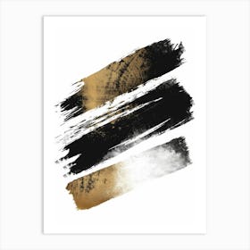 Gold And Black Brush Strokes 19 Art Print