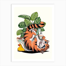 Tiger Cub Cleaning Teeth Art Print