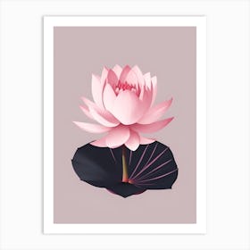 A Pink Lotus In Minimalist Style Vertical Composition 94 Art Print