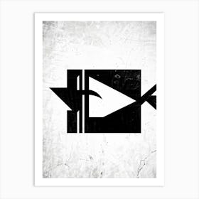 Arrow Graphically Depicted With Stark Contrast Between Its White Directional Mark And The Black Abst (5) Art Print