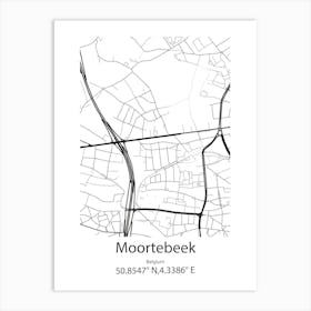 Moortebeek,Belgium Minimalist Map Art Print