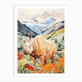 Rhino With Leafy Plants Art Print