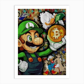 Pop Art Luigi Bitcoin Art Print