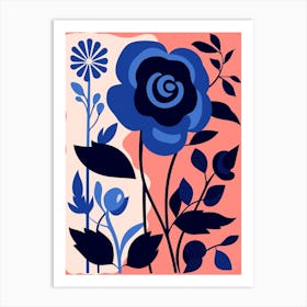 Blue Flower Illustration Rose 6 Art Print