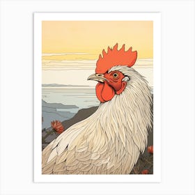 Bird Illustration Rooster 3 Art Print