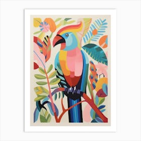 Colourful Scandi Bird Parrot 4 Art Print