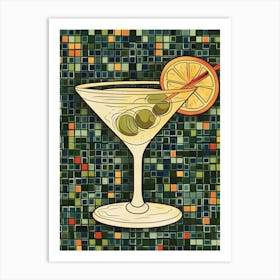 Martini On A Tiled Background Art Print