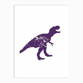 Purple Dinosaur Silhouette 3 Art Print