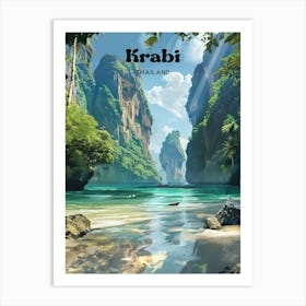 Krabi Thailand Island Art Illustration Affiche