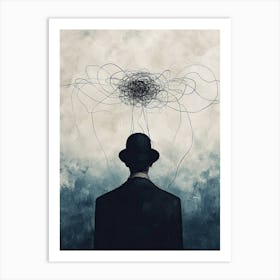 Man In Hat, Minimalism Art Print