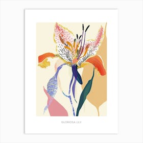 Colourful Flower Illustration Poster Gloriosa Lily 4 Art Print