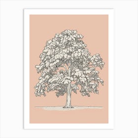 Pecan Tree Minimalistic Drawing 2 Art Print