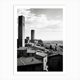 San Gimignano, Italy,  Black And White Analogue Photography  1 Art Print