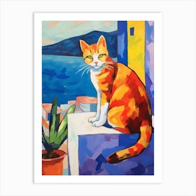 Painting Of A Cat In Crete Greece 1 Art Print
