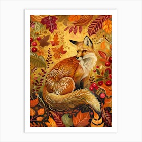 Solitary Fox In The Autumn 14 Art Print