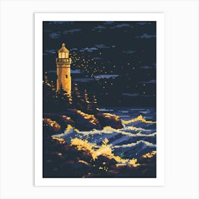 Lighthouse At Night 2 Art Print