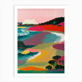 Pink Sands Beach, Bahamas Hockney Style Art Print