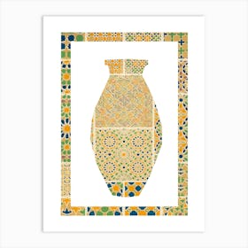 Vintage Yellow Vase with border artwork Art Print