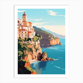 Amalfi Coast, Italy, Flat Illustration 2 Art Print