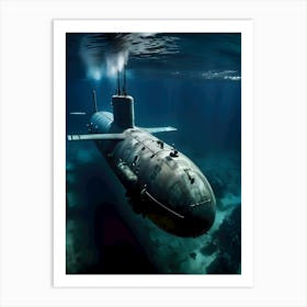 Submarine In The Ocean-Reimagined 27 Art Print