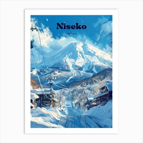 Niseko Hokkaido Japan Sunset Digital Travel Illustration Art Print