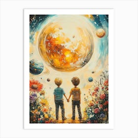 Two Boys In Space Art Print