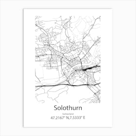 Solothurn,Switzerland Minimalist Map Art Print