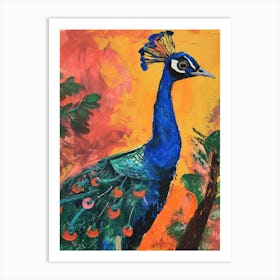 Colourful Brushstroke Peacock 8 Art Print