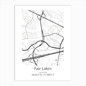 Fair Lakes,United States Minimalist Map Art Print