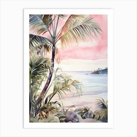 Watercolor Painting Of Playa Paraiso, Tulum Mexico 1 Art Print