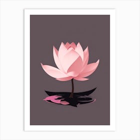 A Pink Lotus In Minimalist Style Vertical Composition 40 Art Print