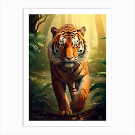 Tiger Art In Digital Art Style 4 Art Print